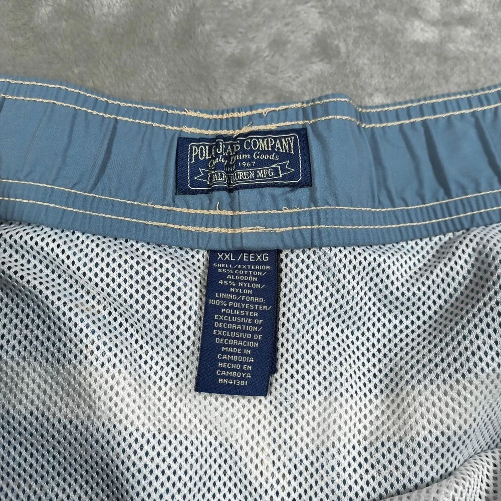 Polo Ralph Lauren Swim Trunks Men XXL Blue Striped Nautical Crest Maritime Lined
